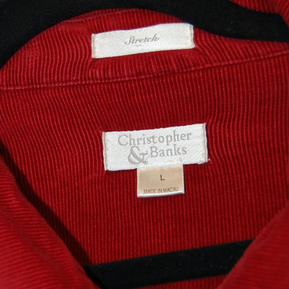 Christopher & Banks Stretch  Women's Rust Corduroy 5 Button Jacket Size Large - Picture 7 of 9